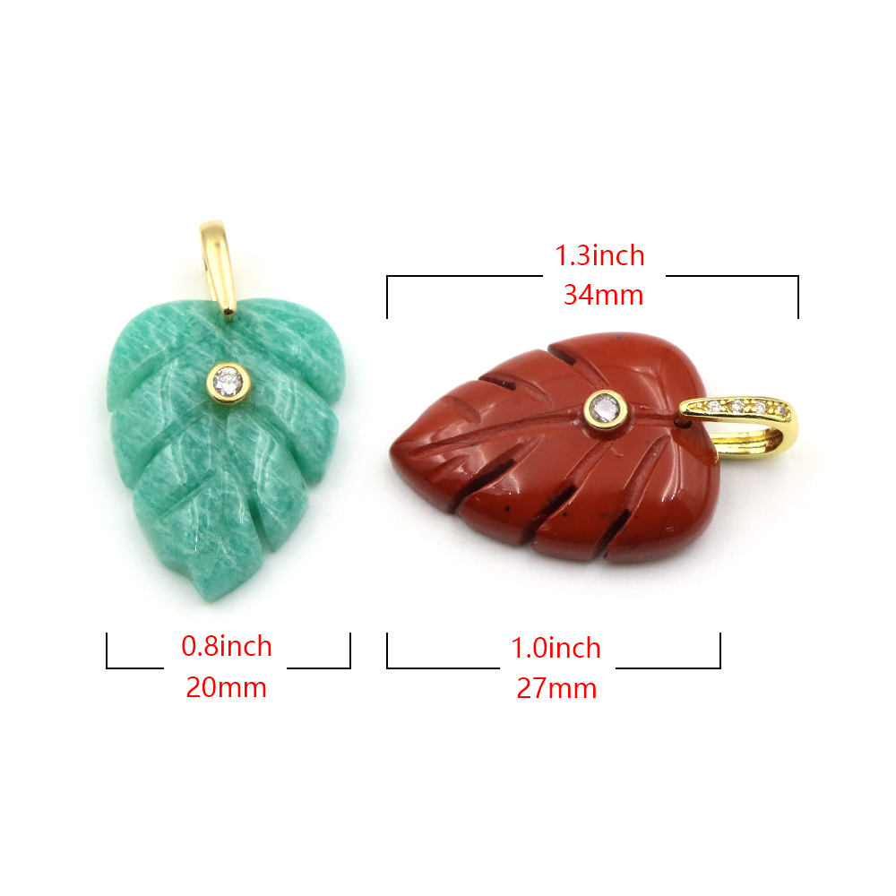 Trendy Leaf Natural Gemstone C - Crystal Pendant Necklace Natural Stone 评论和价格