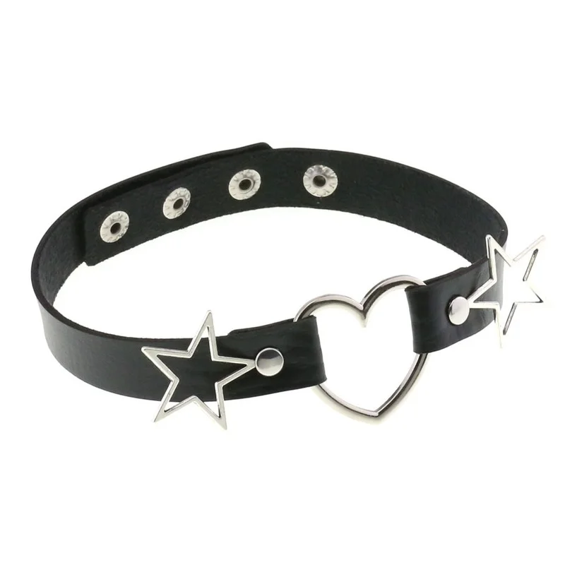 Decopunk Punk PU Leather Heart - Goth Punk Spike Choker 评论和价格
