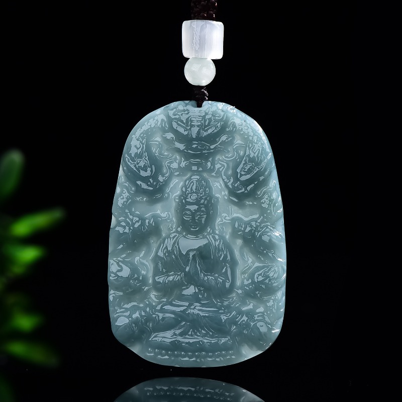 Real Natural Emerald Jade Blue - Necklaces 评论和价格