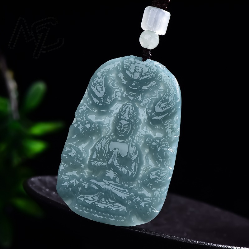 Real Natural Emerald Jade Blue - Necklaces 评论和价格