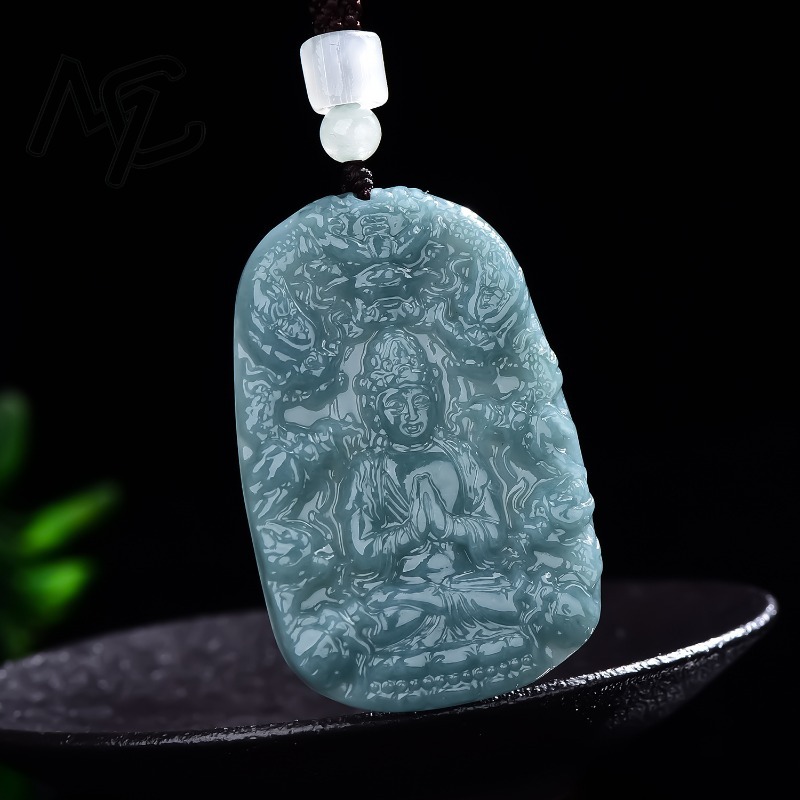 Real Natural Emerald Jade Blue - Necklaces 评论和价格