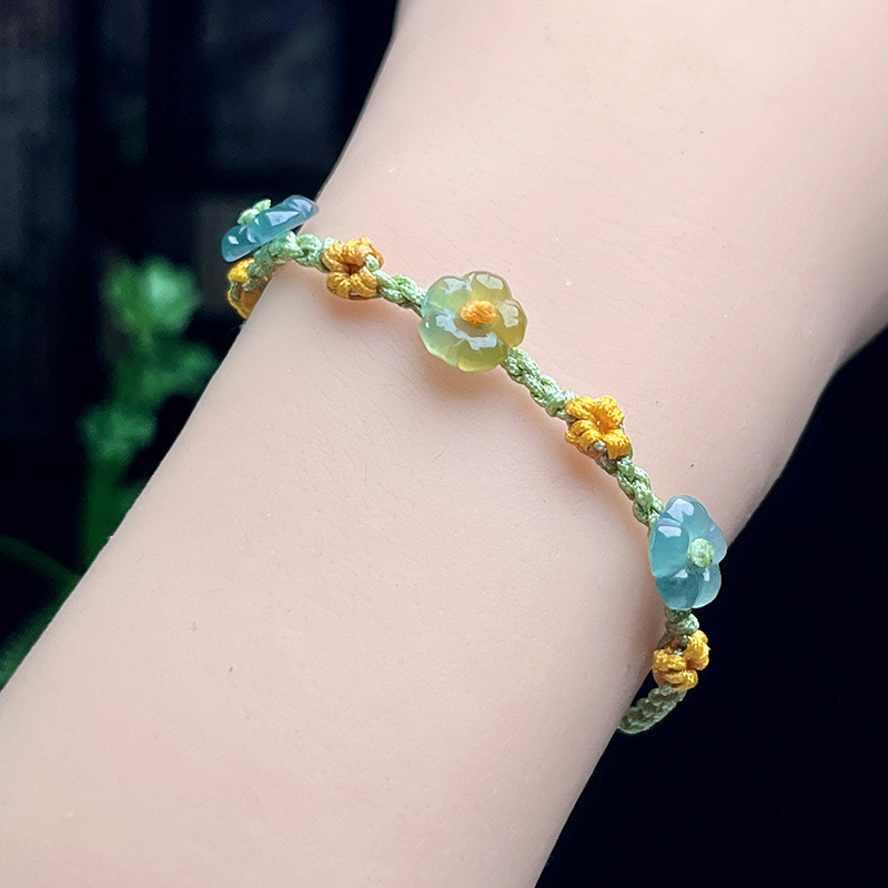 Myanmar Jadeite Flower Bracele - Bracelets 评论和价格