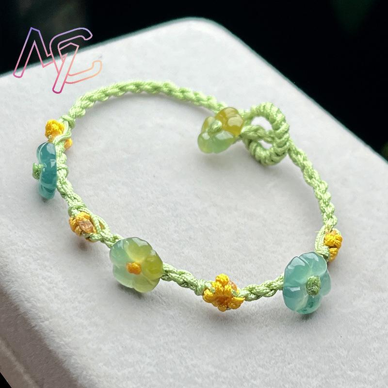 Myanmar Jadeite Flower Bracele - Bracelets 评论和价格
