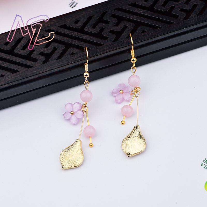 Pink Natural Jade Flower Earri - Earrings 评论和价格