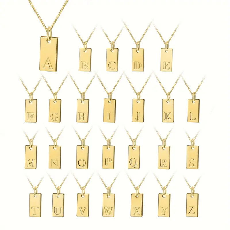 Tiny Square 26 Initial Letters - Initial Letter Necklace 18K Gold 评论和价格